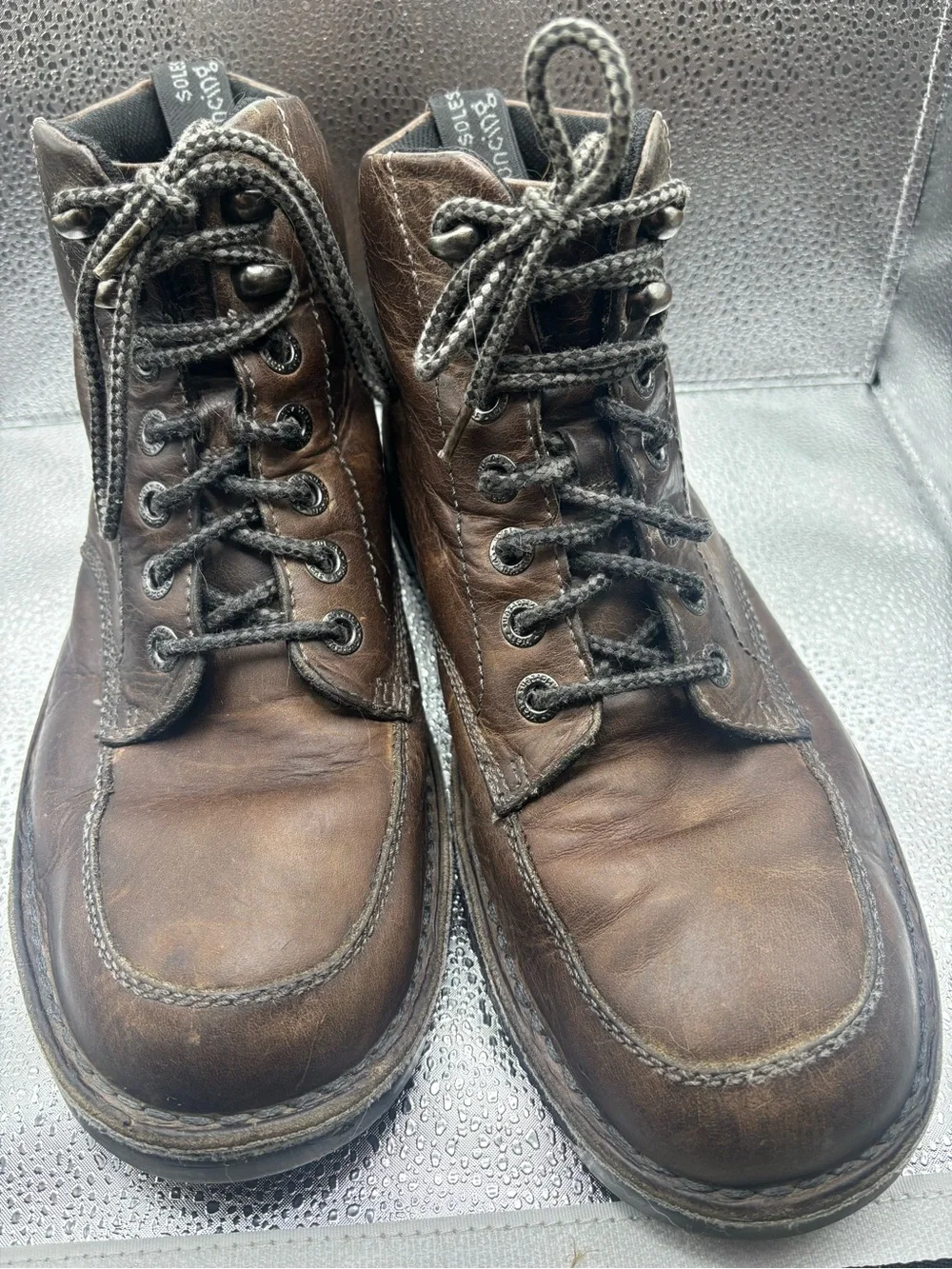 DR. MARTENS Kameron Mock Toe Brown Leather Lace Up Ankle Boots Mens Size 11